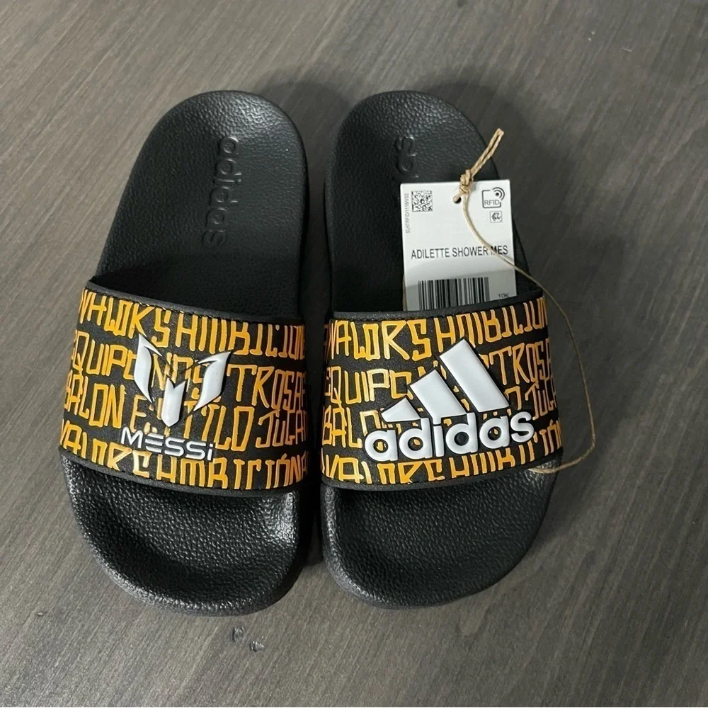 Adidas Messi Adilette Kids Shower Slide Sandals size 10 NWT
